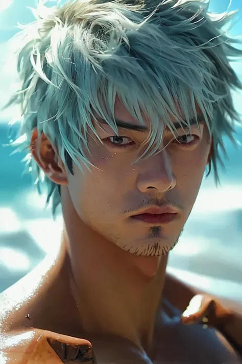 1boy  handsome suguro ryuuji ,beach