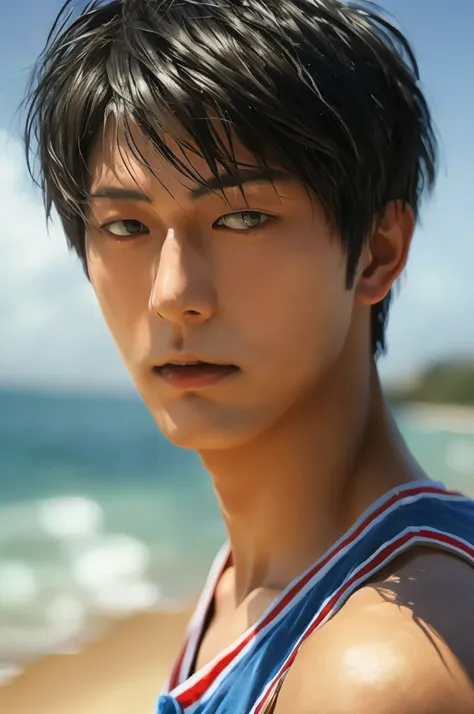 1boy  handsome aomine daiki ,beach