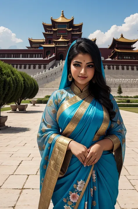 1 Heavenly beautiful and goddess beauty cute and sweet looking face Arabian female in front of Potala Palace, China, Heavenly beautiful Overweight, Heavenly beautiful Extremely fat, Heavenly beautiful and attractive Chubby figure , Heavenly beautiful looki...