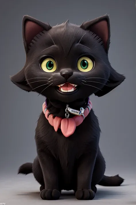 Black kitten with teeth 