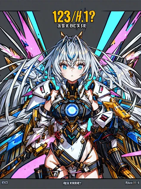 Masterpiece, verydetailedな, Highest quality, Sharp focus, 12k, ultra hi resolution picture, big ,12k,Perfect Anatomy, Highest quality, ((One Girl))、Silver Hair、Hair length、Floating Hair、、Cyber City、Neon Building、(Upper body:1.05)、very_detailed_eye_and_face...