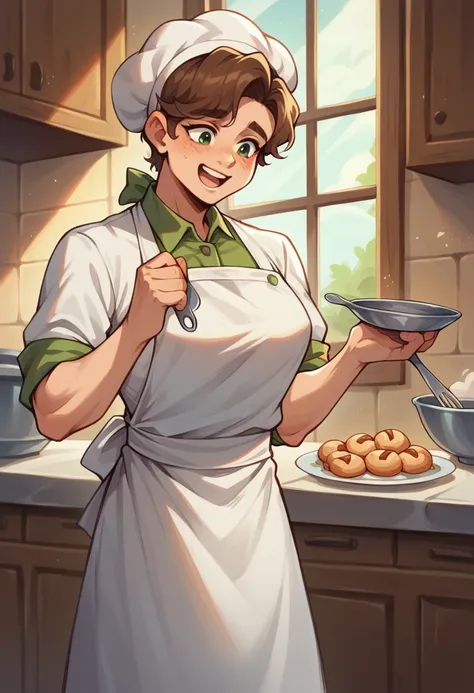 clearing! here is the translation of the text i wrote above:

"a stardew valley-style baker. the chef is in a cozy bakery, weari...