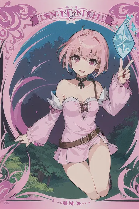 (isekai-fantasy-adventurer:1.5),succubus-wizard:1.5,ENERGETIC-GIRL,ADORABLE-FACE,FLAT-CHEST,(PINK-HAIR-COLOR:1.5),(pixie-haircut:1.5)FULL-BODY,(name-is-inp:1.5),Have-magicwand,