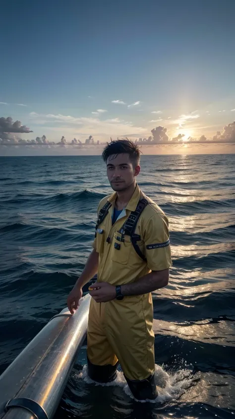 Man on offshore oil platform