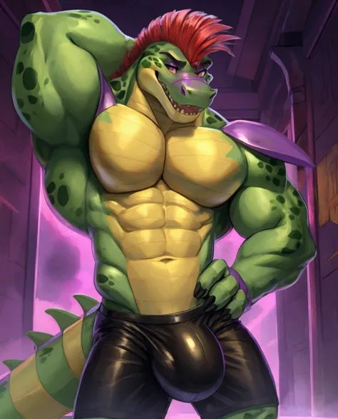 Male Montgomery Gator. black boxers. Huge bulge