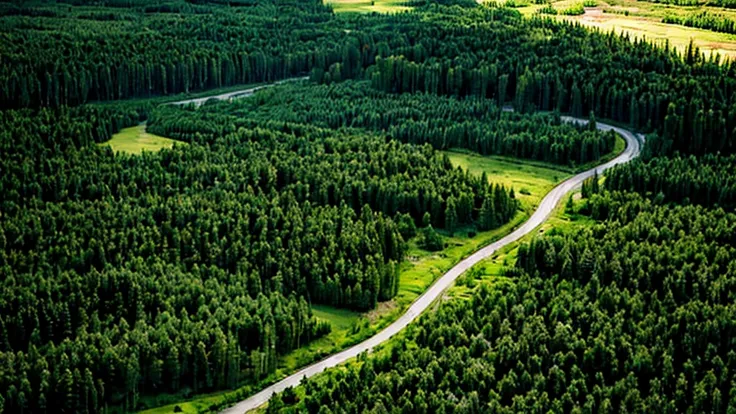 A Taiga Forest, with the grass floor, with streams 