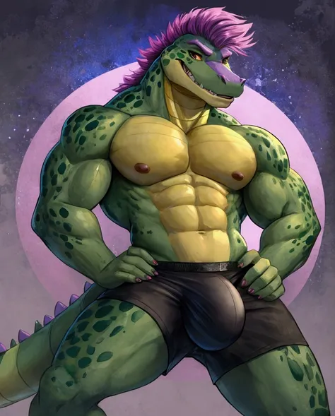 Male Montgomery Gator. black boxers. Big bulge