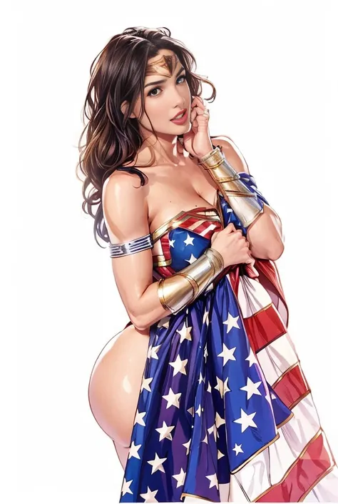 Gal Gadot plays Wonder Woman，beautiful face, Vivid expressions，Open mouth，Smile charmingly