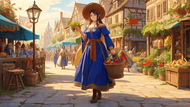 Medieval Europe、Harvest Festival、Landscape images、Festivals、Bustling、Streetscape、Fantasy、Fantasy、Daytime