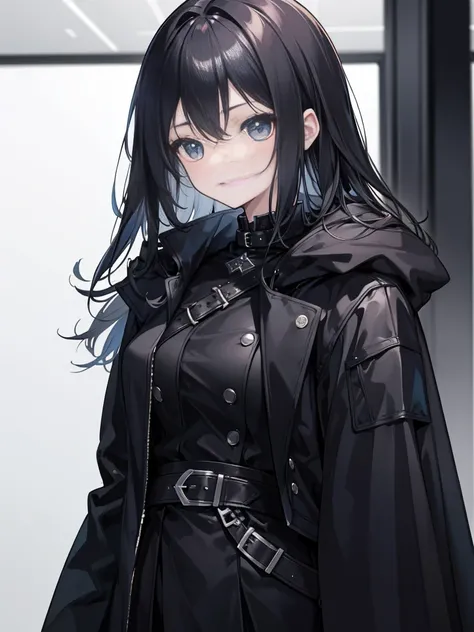 A young lady in a black coat