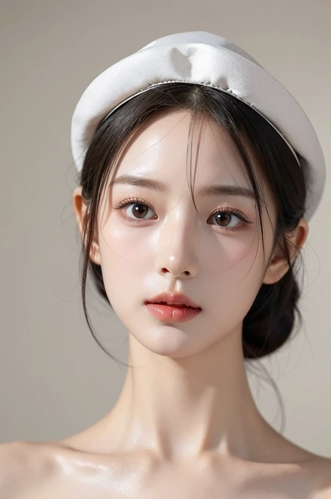 (Details of the face、best qualtiy:1.2)，Lovely woman，Single Eyelids，Large nose bridge，large nose，pointy nose，tall nose bridge，Fracture of the nasal bridge，Danfeng Eyes，Single Eyelids，Thin lips，Close your lips，Cute little mouth，Thin lips，High nose，roman nose...