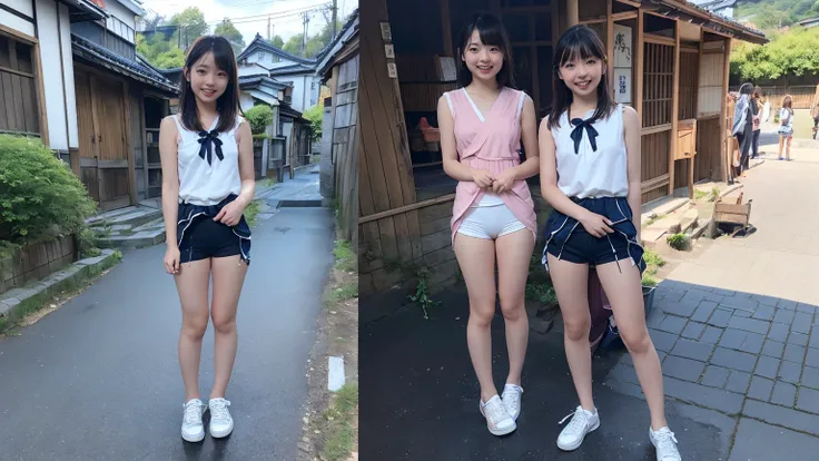 (２Split Photo:1.3)、Magazine Cover:1.3、(Beautiful 9 year old Japanese female town Street in Summer,All are under 90cm tall:2.0), Cute face, (Deeply chiseled face:0.7), (freckles:0.6), Soft Light,Healthy white skin, shy, Bob, (Serious face), (Sparkling eyes)...