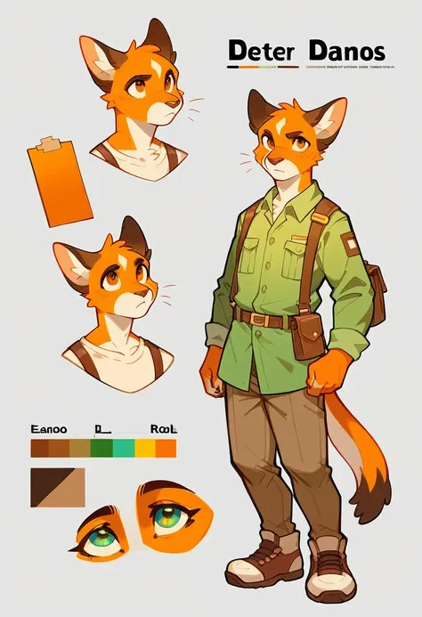 A highly detailed, best quality, RPG style, conceptual art, character sheet, perfect anatomy, anthro furry, explorer, paper roll, parchment, redpanda