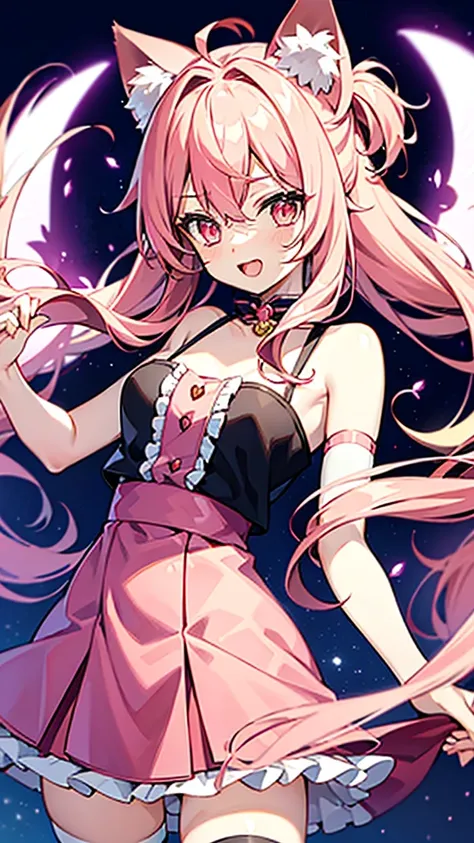 cat ears tail,long hair,pInk hair,angel shota,angel,halo,frilly angel uniform,Say good night and open mouth smile,
hyper detail and hyper precise illumination,anime style outline,crossdressing boy,