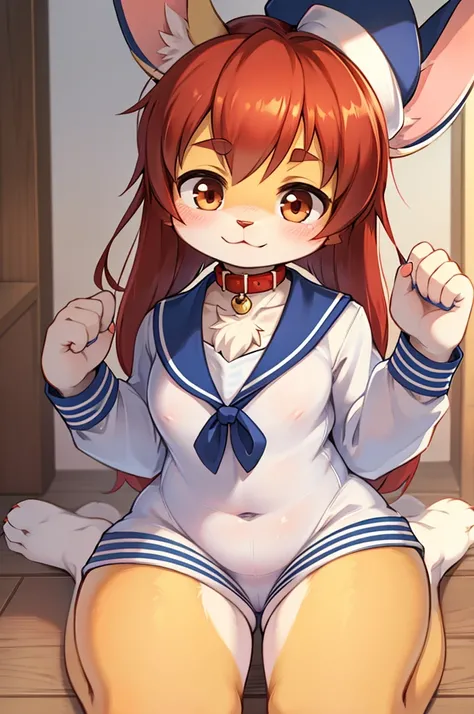 rabbit boy,Sailor suit,Cute face,Red collar