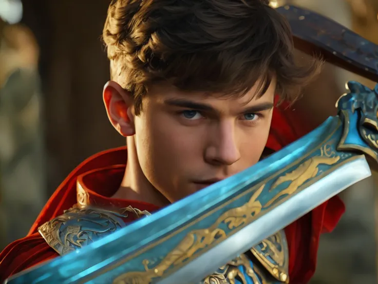 full body, Realistic photo of solo handsome teenage men ,ride a dragon ,holding a big sword