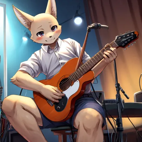 Saitama playing guitar alone 