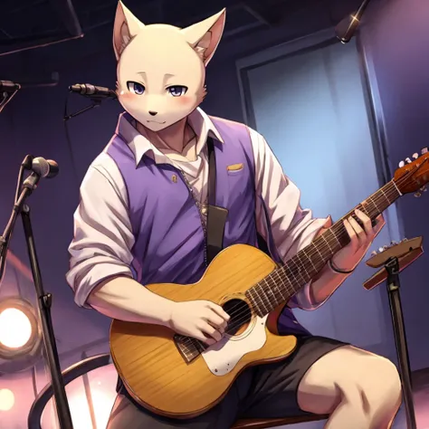 Saitama playing guitar alone 