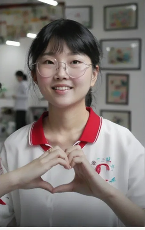 A lady made a heart with her hands, li zixin, wenfei ye, xintong chen, pengzhen zhang, yanjun chengt, Wenjun Lin, xiaofan zhang, chengyou liu, qifeng lin, zhelong xu, qiu fang, Xue Han, zhuoxin ye, yun ling, xision wu