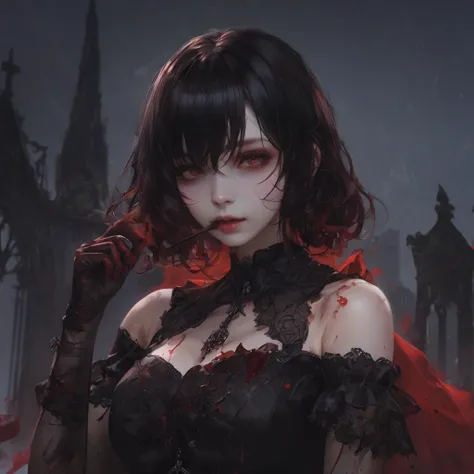 Midnight Cemetery、dawn、Red full moon、darkRedVampire、red and black bat、Red rain、Batware、Put on the bat、Bat Costume、Gothic Dress、Open your mouth、Licking my tongue、Vampire Fangs、Fascinating美しさ、Fascinating、Black Rose、skull、Red eyes、八重teeth、teeth、Unnaturally pa...