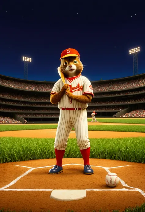 Baseball Player, by Richard Scarry, full body, cinematic still, cinemascope, (best quality, masterpiece), very aesthetic, perfect composition, intricate details, ultra-detailed, vivid colors