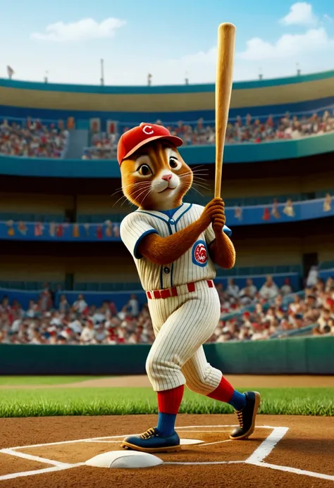 Baseball Player, by Richard Scarry, full body, cinematic still, cinemascope, (best quality, masterpiece), very aesthetic, perfect composition, intricate details, ultra-detailed, vivid colors