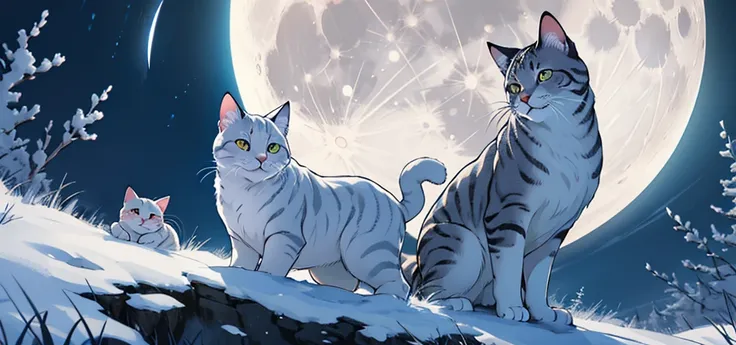 
white cat with the moon, Moon Cat