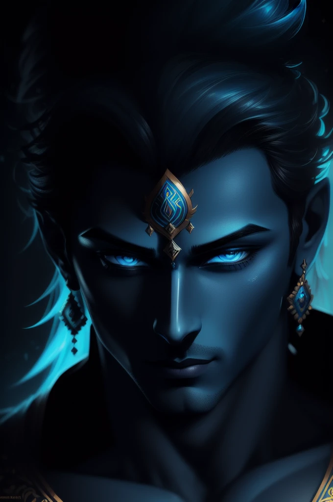 (Award Winning Digital Artwork:1.3) of (Sketch:1.3),(Energetic:1.3) lord krishna blue skin, EmmaRob,CGSociety,ArtStation,(Saturated:1.3),(close portrait:1.3),(masculine :1.4),(beautiful:1.4),(attractive:1.3),handsome,calendar pose,perfectly detailed eyes,s...