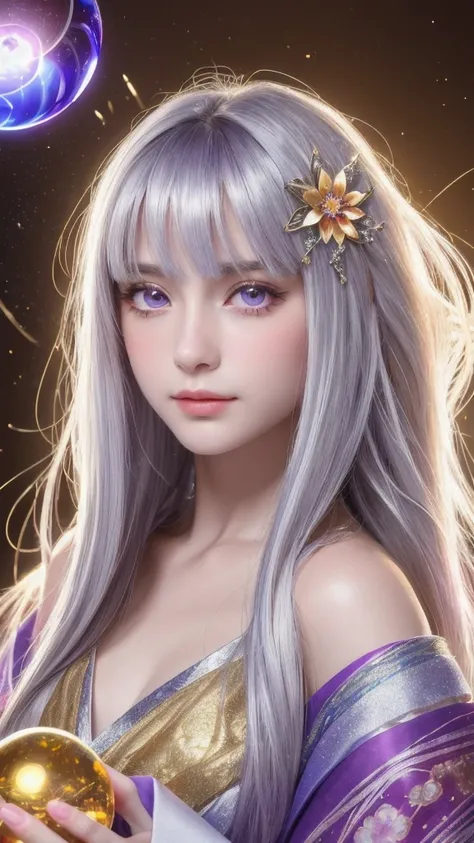 (masterpiece:1.3), (8k, photorealistic, raw photo, highest quality:1.4), (one girl), beautiful face, (realistic face), (long hair), (silver hair, near white hair, shiny hair, beautiful straight hair), (even bangs), (sharp bangs), straight hairstyle, realis...