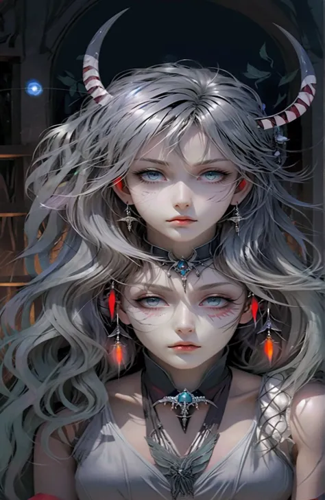 Anime girl with silver waist-length hair and horns falling into darkness,whole body， 3D real anime, 2. 5d cgi anime fantasy artwork, Anime Style 3d, Anime Style. 8K, 4k Anime Style, 3D style realistic anime, deviantart artstation cgscosiety, Digital anime ...