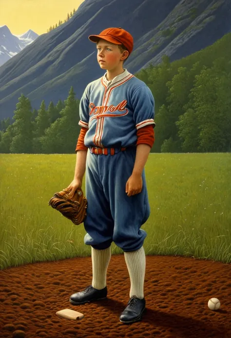 Baseball Player, by Theodor Kittelsen, full body, cinematic still, cinemascope, (best quality, masterpiece), very aesthetic, perfect composition, intricate details, ultra-detailed, vivid colors