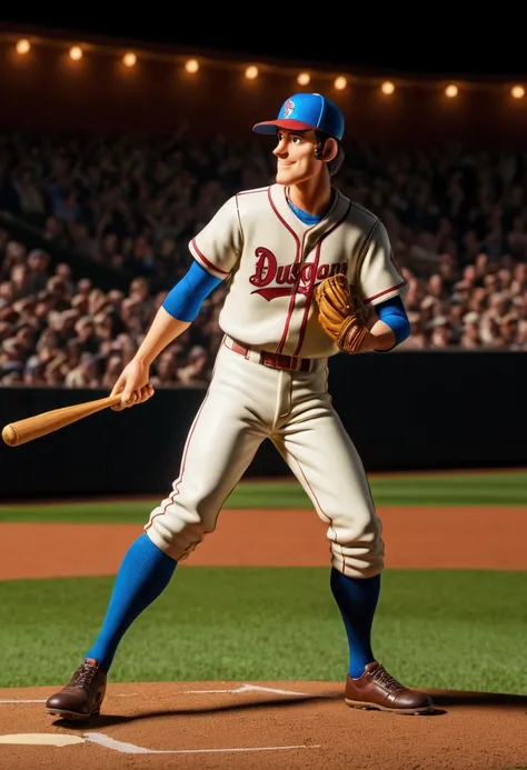 Baseball Player, by Don Bluth, full body, cinematic still, cinemascope, (best quality, masterpiece), very aesthetic, perfect composition, intricate details, ultra-detailed, vivid colors