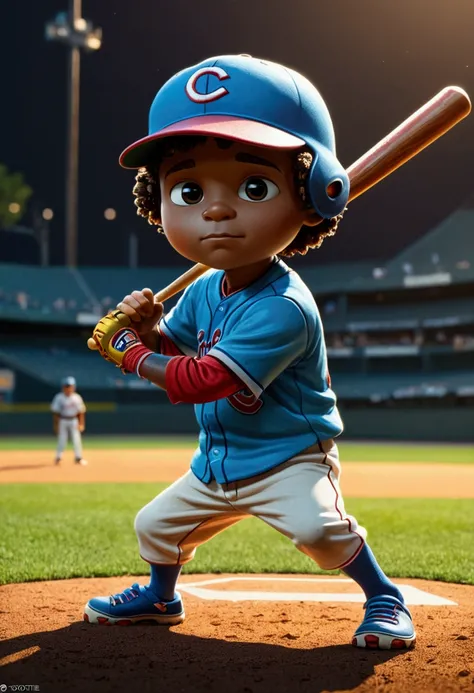 Baseball Player, by Skottie Young, full body, cinematic still, cinemascope, (best quality, masterpiece), very aesthetic, perfect composition, intricate details, ultra-detailed, vivid colors