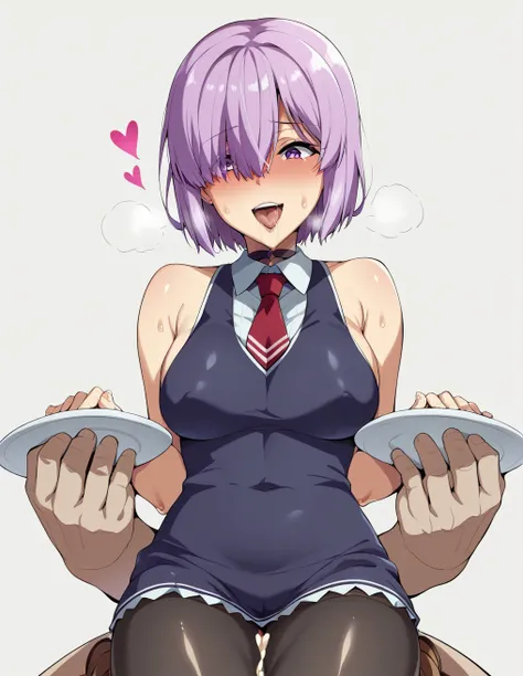 、semen、penis、Fat man、Ultra-detailed illustrations、Ultra-precise expression、masterpiece、Highest quality、ultra High resolution、High resolution、Hiromitsu Takeda Style、White background、Simple Background、One girl、solo、Mash Kyrielight、light purple hair,short hai...