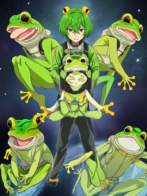 male　宇宙人のmale　The face is yellow-green　Frog type　Anime Images