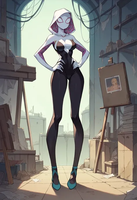 
Masterpiece , best quality , Masterpiece , best quality , Spider Gwen , 1 woman, mask , Leotard , abdomen , big breasts , Long legs , Put your hands on your hips.. , canvas shoes , abandoned factory ,