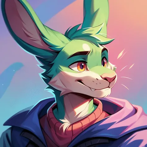 furry male bunny cute bust headshot (high quality,4k,8k,highres,masterpiece), ultra-detailed, impressionistic:colorful,