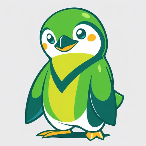 super green lime penguin in juxtaposition art style