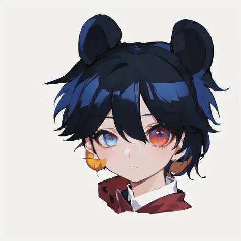 anime boy with black hair and blue eyes sitting on the ground, chibi, 2 d anime style, gapmoe yandere, anime moe artstyle, maplestory mouse, tired haunted expression, chibi art, otaku gangasta, demon slayer rui fanart, anime chibi, akane owari danganronpa,...