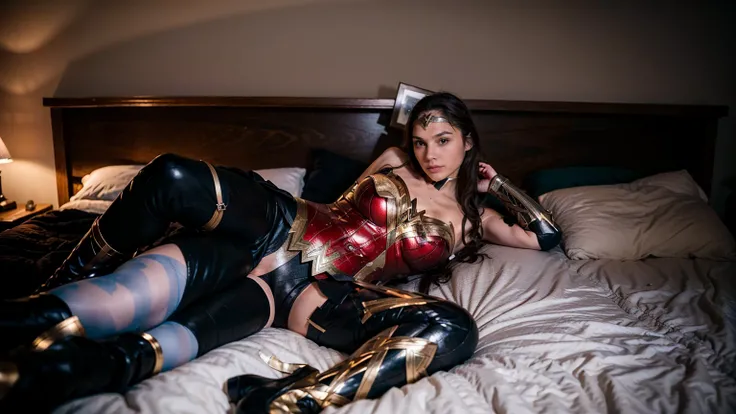 ((masterpiece), (solo character), (photorealistic:1.4), ),(best quality), (epiCRealLife), (g4lg), (g4lg large breasts), (g4lg show cleavages), (Gal Godot in wonder woman costume), (lora:epiCFlashPhoto),(flashphoto), (flash photography) (look at viewers), ,...