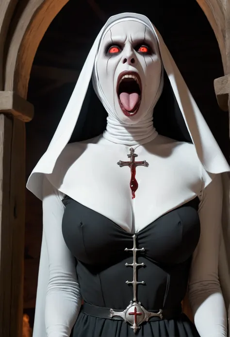 Creepy SEXY bonnie aarons valak, Sexy Valak, Valak Huge BREAST, Bonnie Aarons the body is wet with a transparent white and viscous liquid, sticking his tongue out with an erotic facial expression, Fat Vaginal, The nun, Red Eye, Very Long Tongue, Very Huge ...