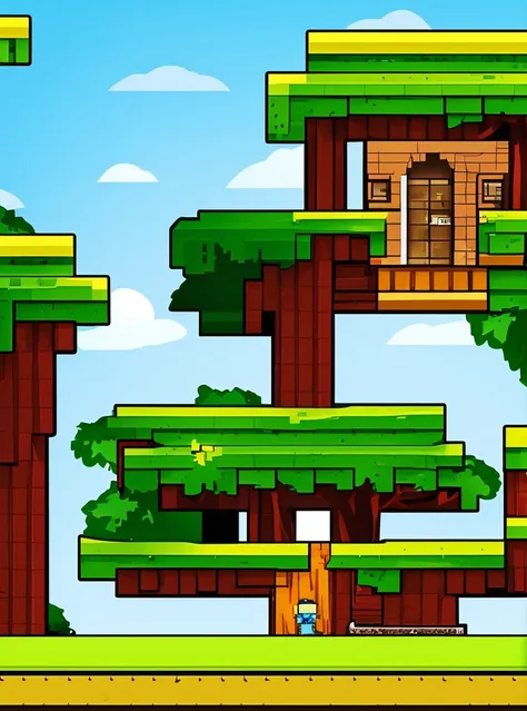 2d, tree, house, creeper, steve,