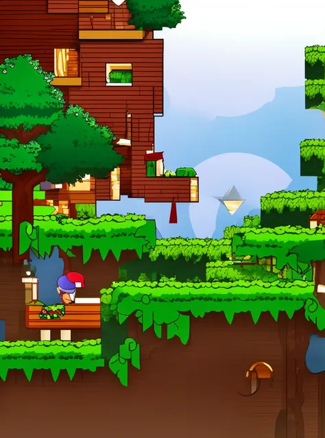 2d, tree, house, creeper, steve,