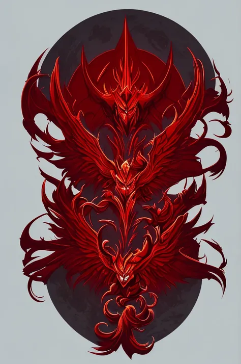 logo, demon, red detail, single face