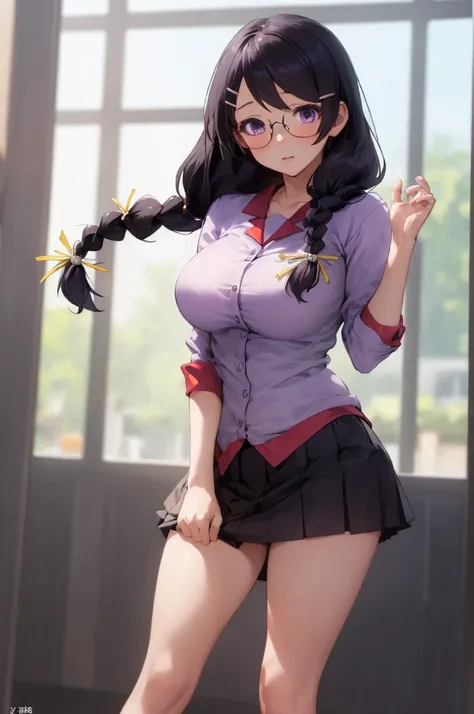 (best quality, masterpiece, raw photo,ultra-detailed:1.2), 1girl,solo,looking at viewer,hanekawa tsubasa, long hair, black hair,...