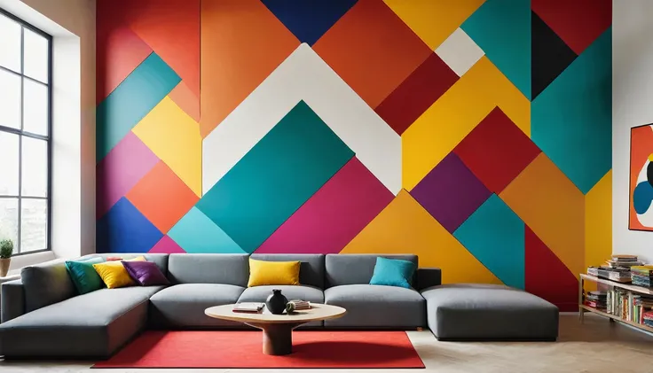 Bold shapes and vibrant colors converge, creating a modern masterpiece that transforms walls into art.