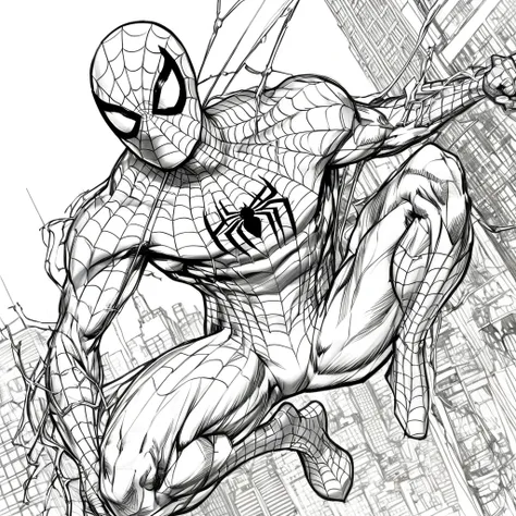 art style drawing, Jim Lee art style, spider man