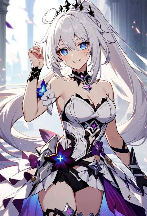 1girl, Kiana Kaslana (Herrscher of Finality), Honkai Impact 3rd, ponytail, smile