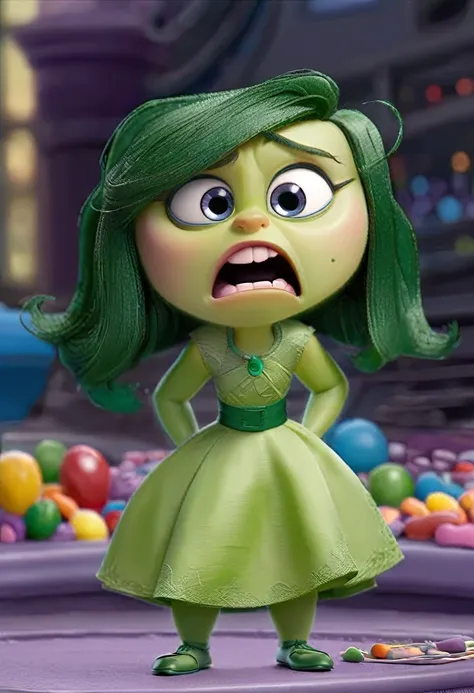 disgust inside out, piel color verde