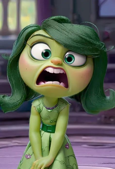 disgust inside out, piel color verde